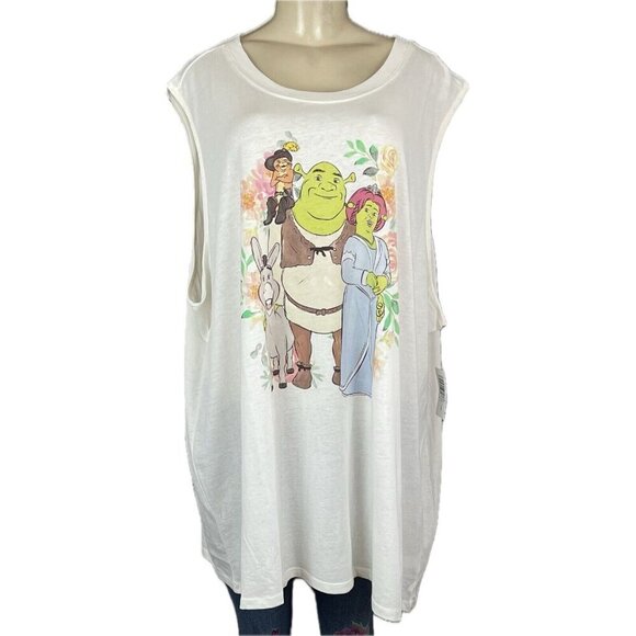 DreamWorks +4 Eggshell Shrek & Friends Graphic Crew Neckline Sleeveless Top - Picture 2 of 6